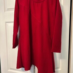 CALEOAS Red Textured Long Sleeve Tunic Top
